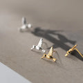 Fashion Cute Small Hummingbird Shape 18K Gold Plated 925 Sterling Silver Stud Earrings Jewelry for Women