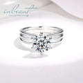Silver 925 Original Round Brilliant Cut 2 Carat Diamond Test Past D Color Moissanite Wedding Ring for Teen Girl Gemstone Jewelry