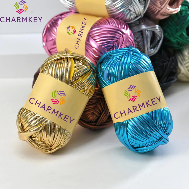 90% Polyester 10% Spandex High Tenacity Metallic T-shirt Yarn 100g/ball for Crocheting Knitting Sewing & Embroidery