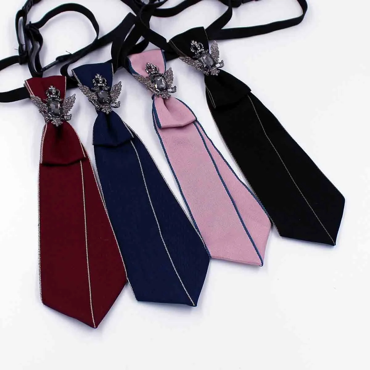 Children's College Style JK Bow Tie Cross-Border Striped Student Tie with Rhinestone & Suit Shirt Decoration No-Knot Personality