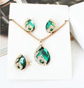 Fashion Crystal Necklace Ring Earring Jewelry Set Water Drop  Shape Pendant Bridal Jewelry Set for Women and Girls