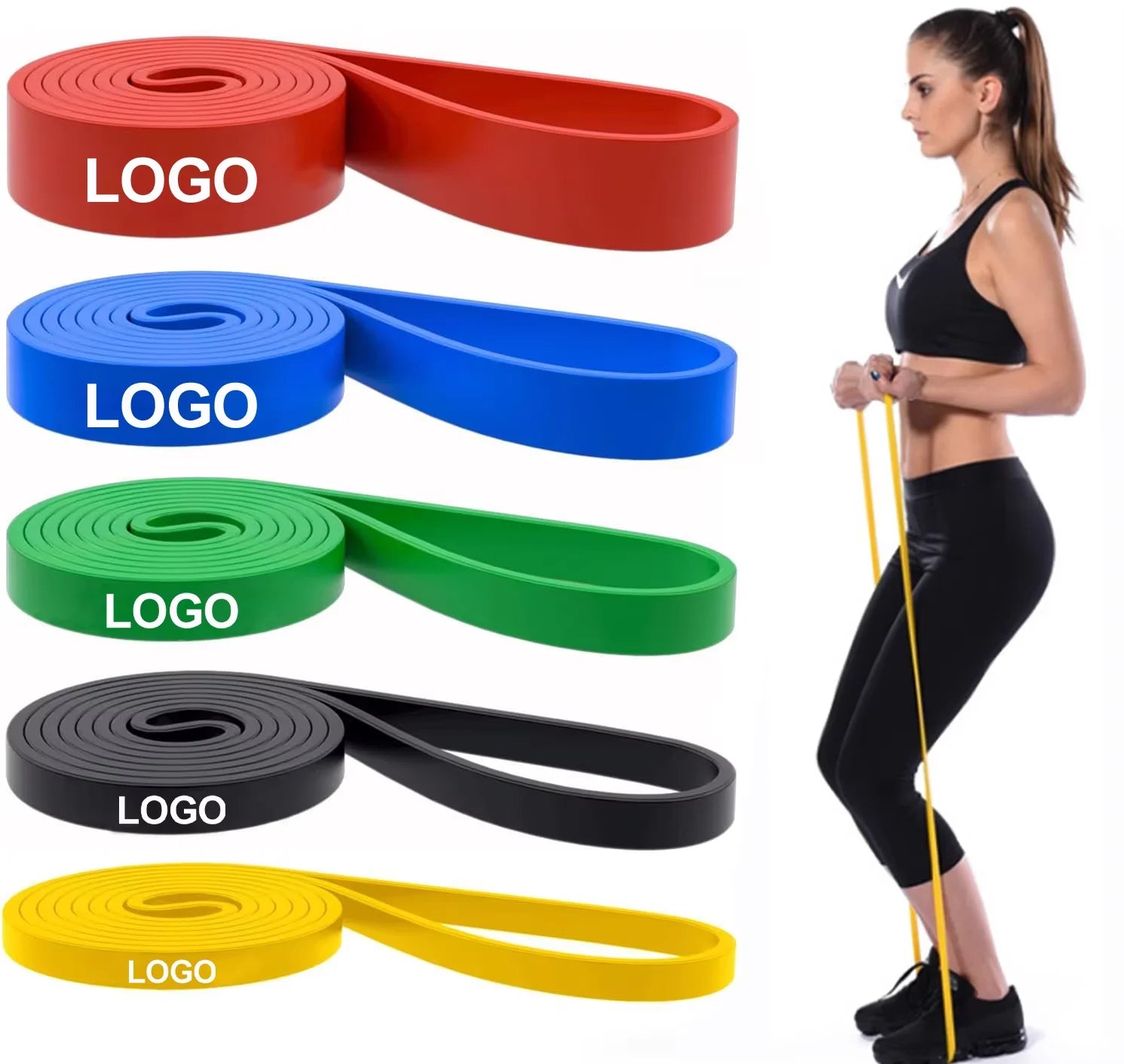 Custom Logo Long Latex Resistance Band for Gym Training TPE Material Fitness Loop for Legs and Butt Packaged in Bags