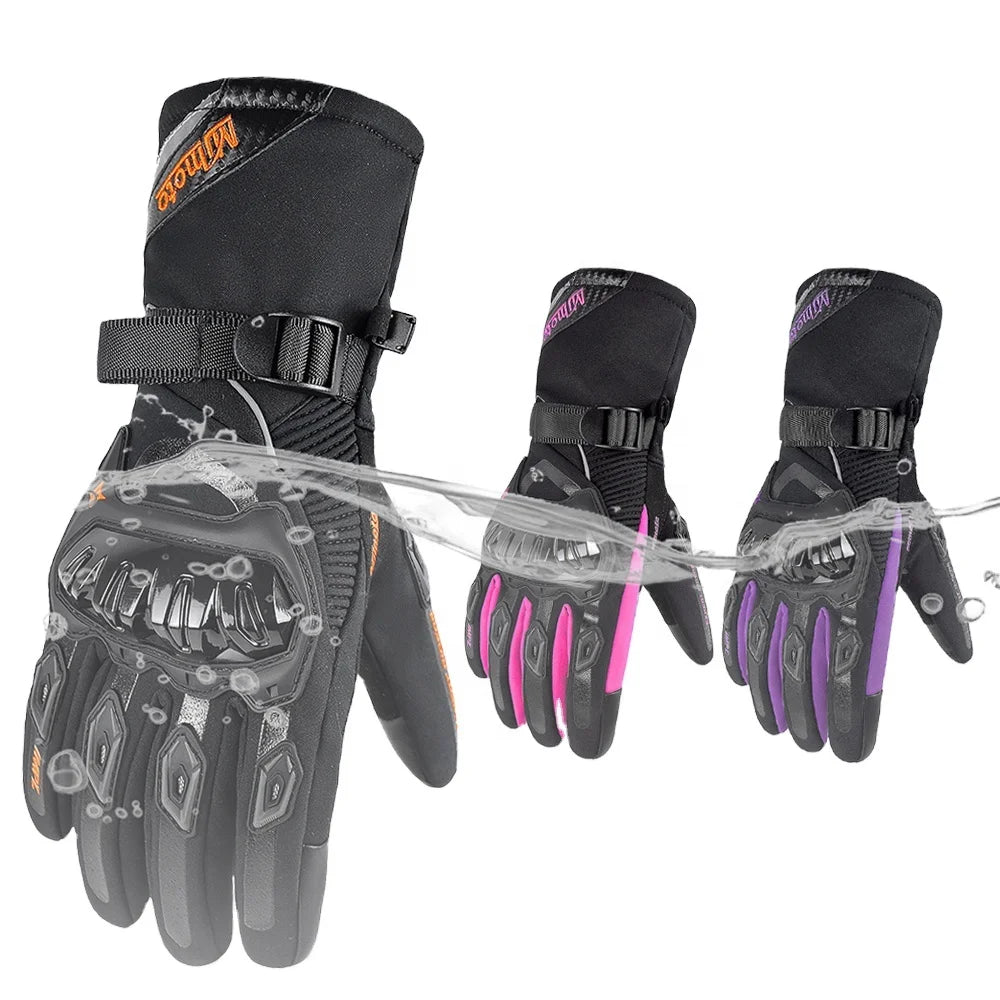 Men's Women's Windproof Waterproof Motorcycle Gloves Touch Screen Compatible Motorbike Riding Gloves for Winter Motocross Gear