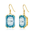 Goth Gold Plated Sterling Silver Delicate Filigree Women Aquamarine Long Drop Retro Earrings