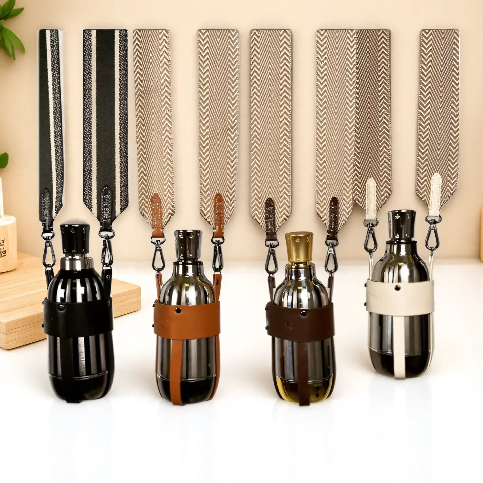 Leather Coffee Cup Holder With Handle PU Leather Heat Resistant Reusable Drink Carrier Portable Sleeve