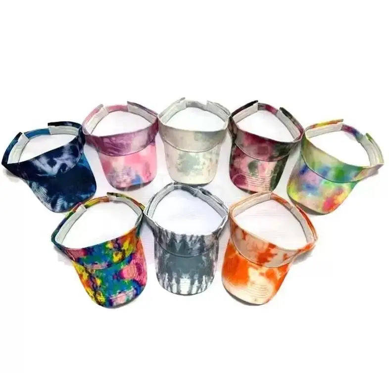 Tie Dye Visor Hat Summer Women's Golf Sun Hat Baseball Caps Adjustable Size Beanies Beach Empty Top Cap Sports Cap