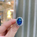 Natuna New Hot Sale Blue Oval Zircon Necklace Fine Jewelry 925 Silver Women Jewelry Set for Wedding