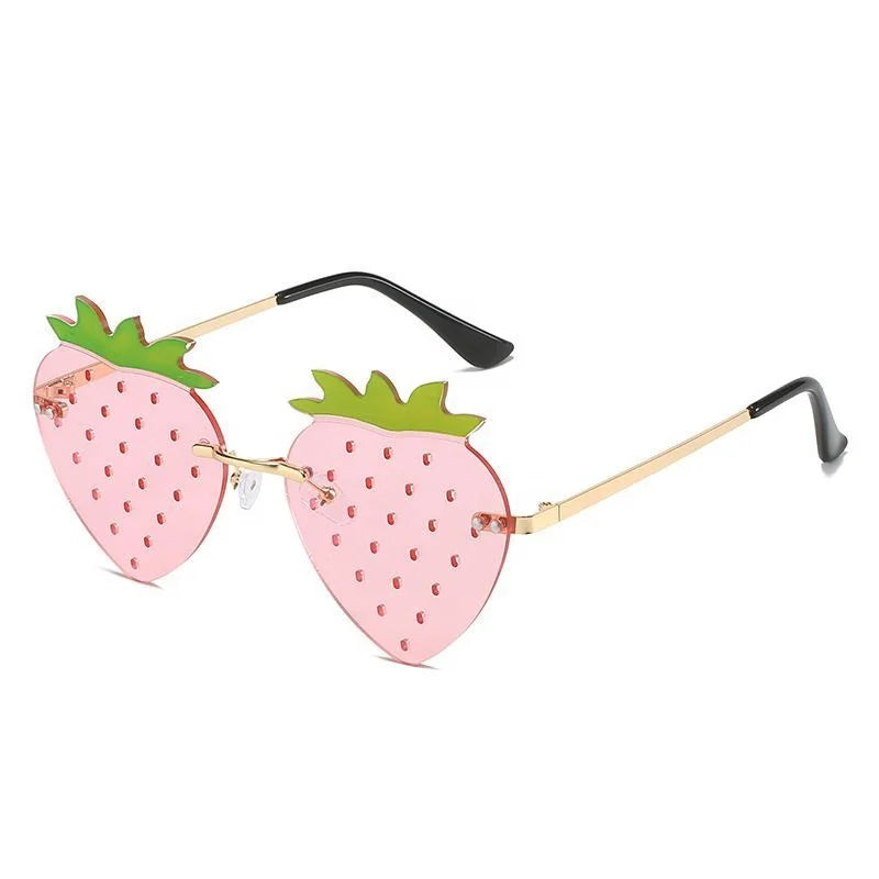 New Style 2023 Fashion Metal Unisex Street Popular Famous Strawberry Sunglasses