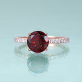 KH001 Abiding Custom Size Gems 8mm 9mm Red Garnet 925 Sterling Silver Cubic Zirconia Engagement Ring Wholesale