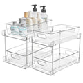 Bathroom Modern Stackable Multifunctional 2 Tier Clear Rectangle Plastic Under-Sink Storage Organizer Medicine Cabinet Bins