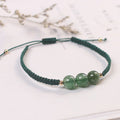 Handmade Wax Cord String Rope Braided Woven 3 Natural Stone Beads Charm Green pink Quartz Bracelet Jewelry Bracelets