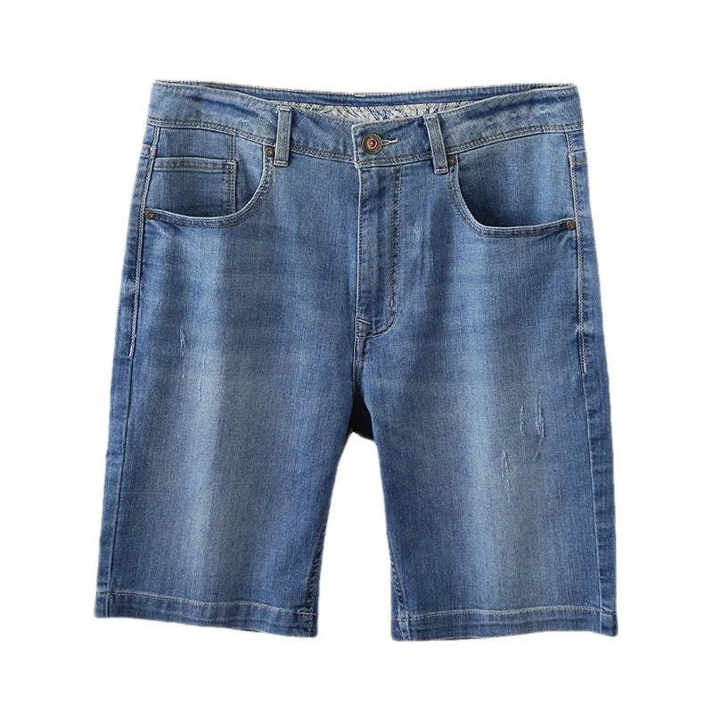 Wholesale Customized Men's Straight Fit Mid Waist Formal Style 100% Cotton Denim Shorts Zipper Fly Breathable Eco-Friendly Light