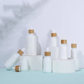White Porcelain Cylinder Shape Essential Oils Bottle 10/15/30/50/100ml Capacity Bamboo Dropper Glass Bottles Product Category