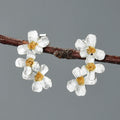Wholesale Custom Hand Made 925 Sterling Silver 18K Gold Plated Stud Earring Fashion Beautiful Flower Birthday Gift Women Jewelry