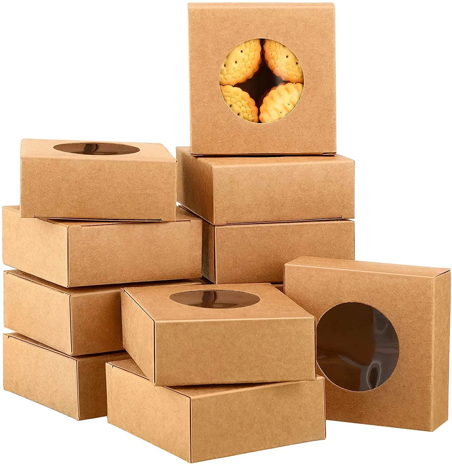 Chocolate Bakery Boxes with Window for Auto Pop up with Window Dessert Boxes Pastry Treat Cookie Boxes