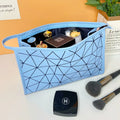Wholesale Durable Fashion Custom Geometric PU Leather Zipper Travel Makeup Bags