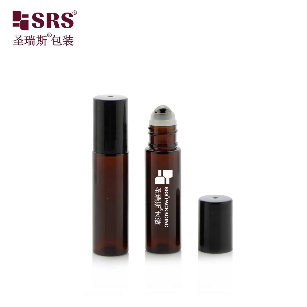 10ml Amber Injection Translucent Color Plastic PET Hair Essence Serum Travel Roll on Bottle