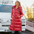 Fashion Women Detachable Hood Custom Warm Padded Coat Long Puffer Coat With Hood