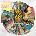 15CM 50PCS Fashional Outdoor Adventure Camping Wall Art Collage Nostalgic Retro Music Poster