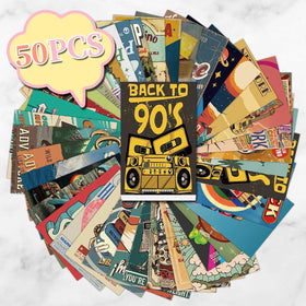 15CM 50PCS Fashional Outdoor Adventure Camping Wall Art Collage Nostalgic Retro Music Poster