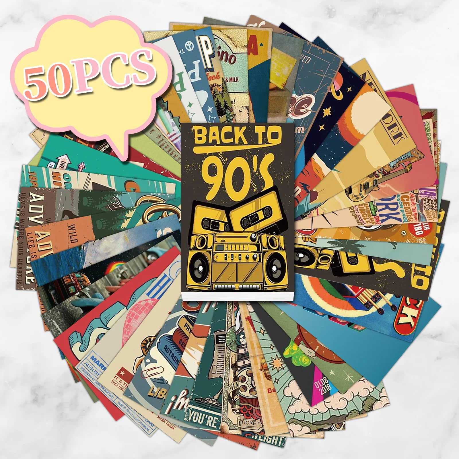 15CM 50PCS Fashional Outdoor Adventure Camping Wall Art Collage Nostalgic Retro Music Poster