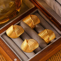 Conjuntos De Joias Fashion Jewelry Set 18k Gold Plated Hypoallergenic Stainless Steel Striped Chunky Earrings Ring Set for Women