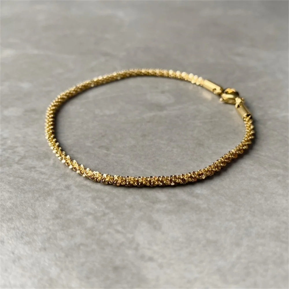 Wholesale Fashion Waterproof Jewelry Minimalist Flash Gold Plated Stainless Steel Chain Bracelet