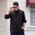 2023 Loose Casual Shirt Fat Guy Men's Large Long-sleeved Shirt Solid Color Business Men's Wear