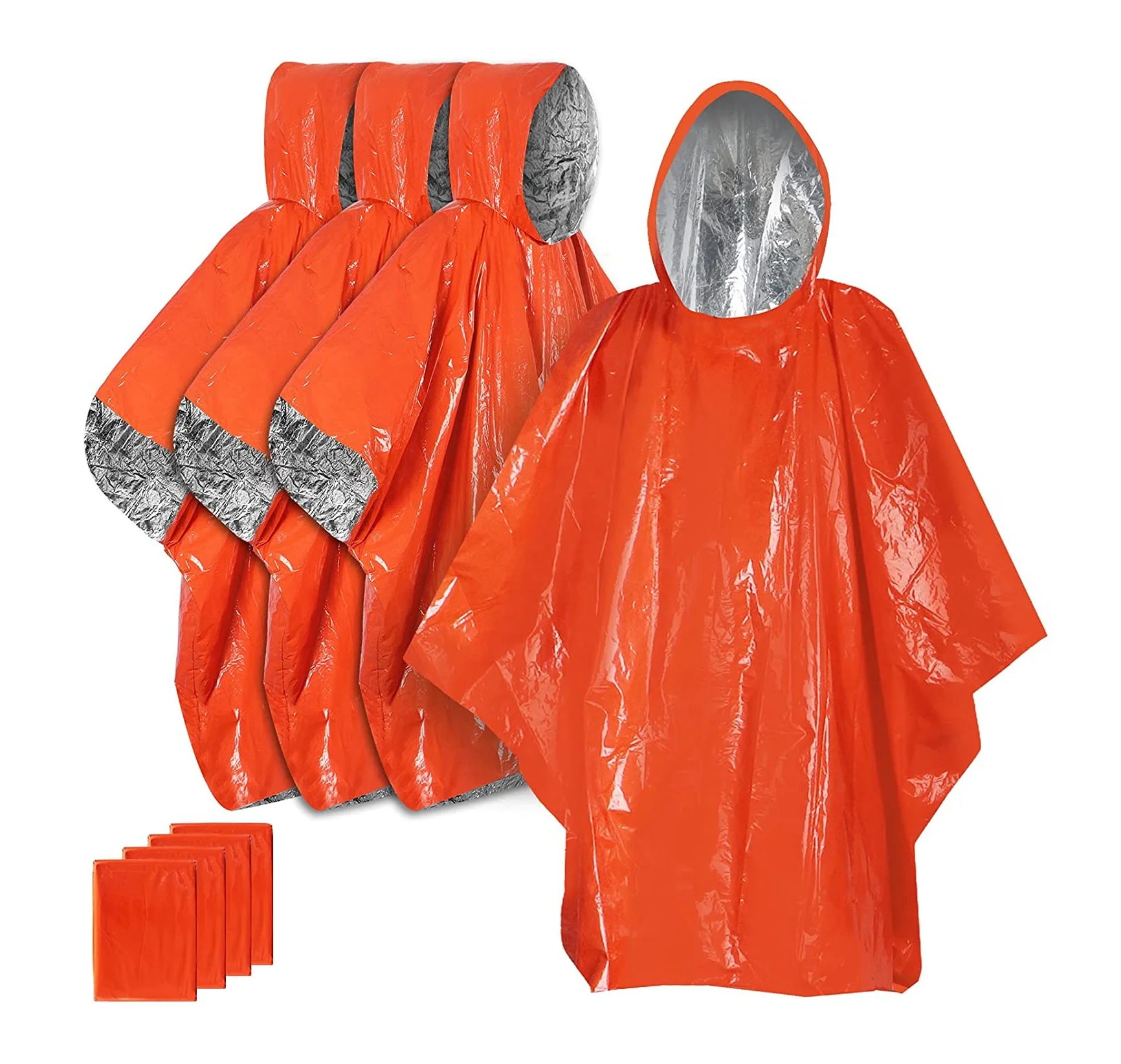 Hybrid Emergency Blanket and Rain Poncho with Hood for Camping and Hiking