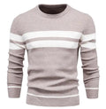 Wholesale Polyester Strips Knitted Men's Sweater Winter Crew Neck Pullover Full Sleeve Sweater for Men