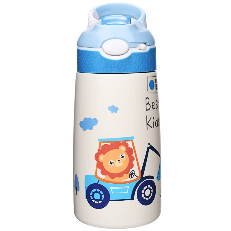 Cille 400ml Custom Cartoon Children Bottle Travel Leakage-proof BPA Free Kids Drinking Cute Water Bottle with Straw