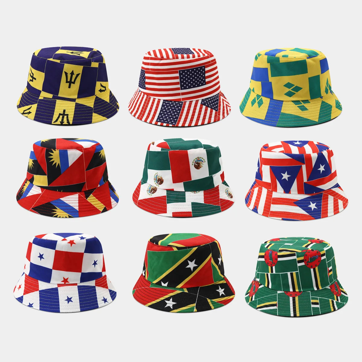 New Flag Pattern Double Sided Fisherman Hat Men Women's Spring Summer Outdoor Sunshade Bucket Hat