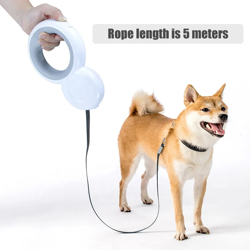 4-in-1 Dog Leash Dog Lead Automatic Portable Led Rope With Poop Bag Dispenser and Flash Light Retractable Nylon Dog Leash