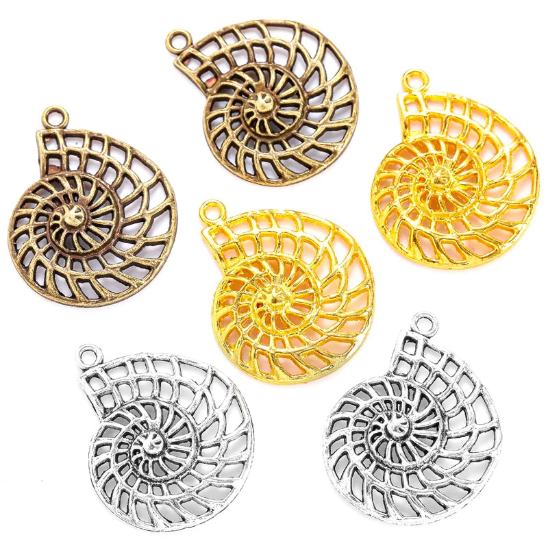 3 Color Antique Sliver Animal Conch Charm Fit for Bracelets Necklace DIY Metal Jewelry 35*28mm D723