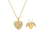 Gold Iced out Hip Hop Broken Heart Pendant Necklace Couple Jewelry with Zircon and Stainless Steel Gift for Couples