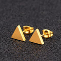 Hypoallergenic Stud Earrings Waterproof Gold Black Stainless Steel Tiny Geometric Triangle Stud Earrings for Men Women