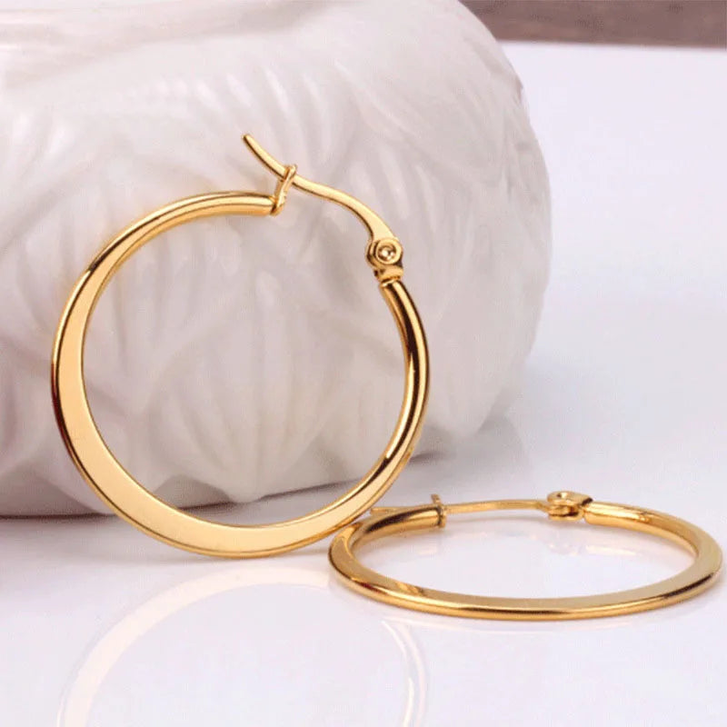 Minimalist Waterproof 18K Gold Plated Stainless Steel Hollow Layer Hoop Heart Earrings for Women Boucle Doreille Bijoux