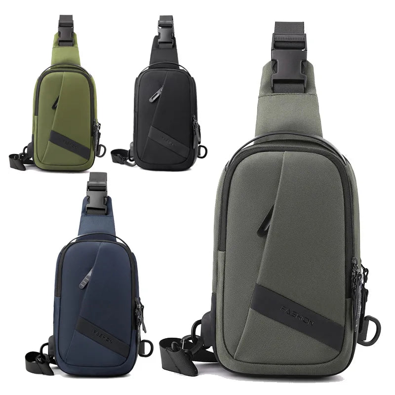 Wholesale Men's Crossbody Bags Nylon Waterproof Sling Backpack With USB Charging Port Business Travel Single Shoulder Chest Bags