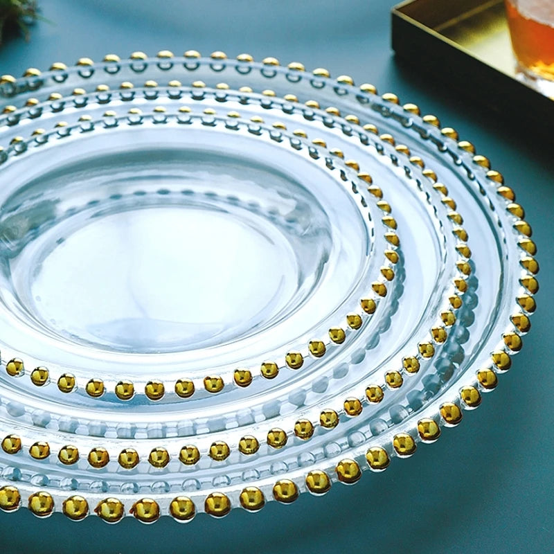 Western Style Glass  Dinner Plate Round Dessert Salad Spaghetti Fruit Dish Restaurant Steak Serving Tray Show Plate Tableware