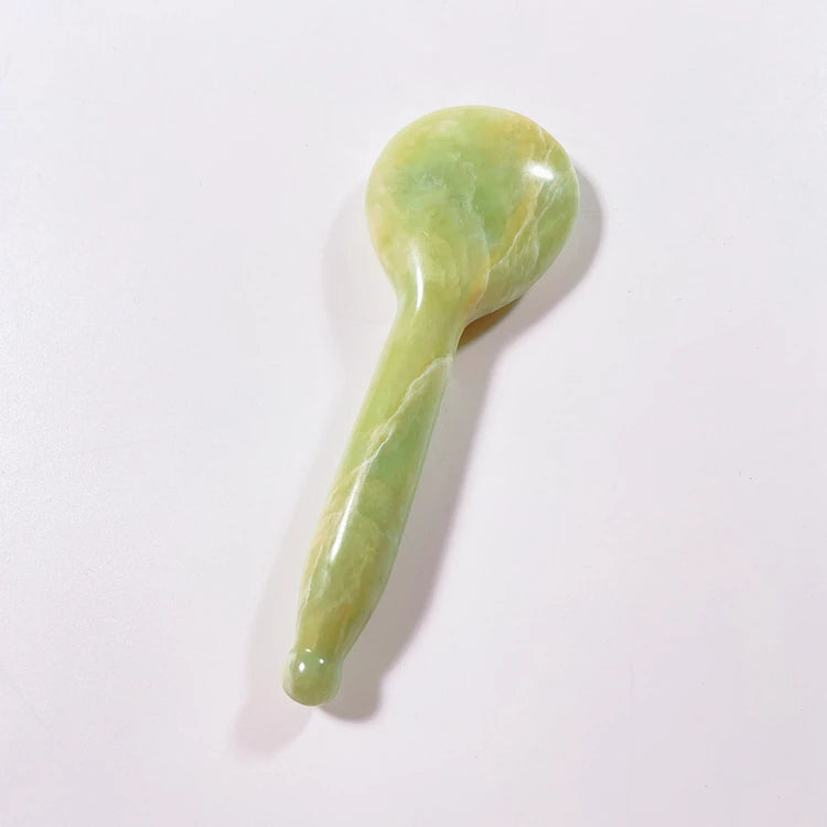 DIY Wholesale Xiuyan Jade Guasha Stone Green Handled Face Body Massage Scraper Heart Shape Jade Gua Sha Tool