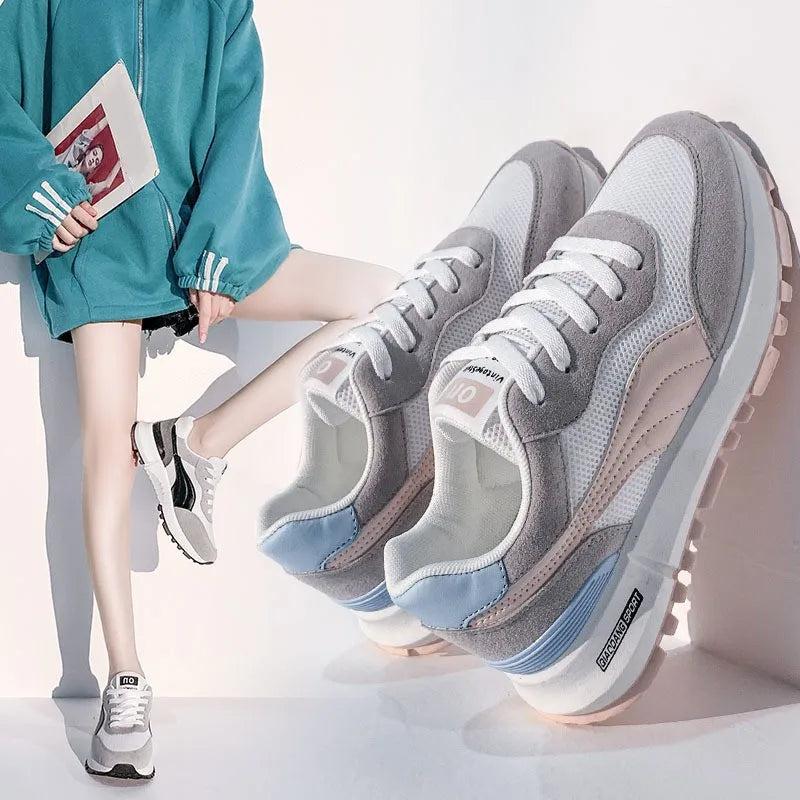 2024 Newest Breathable Mesh Casual Sports Shoes Trendy Soft Soled Elevated Shoes Lightweight Running Sneakers for Women