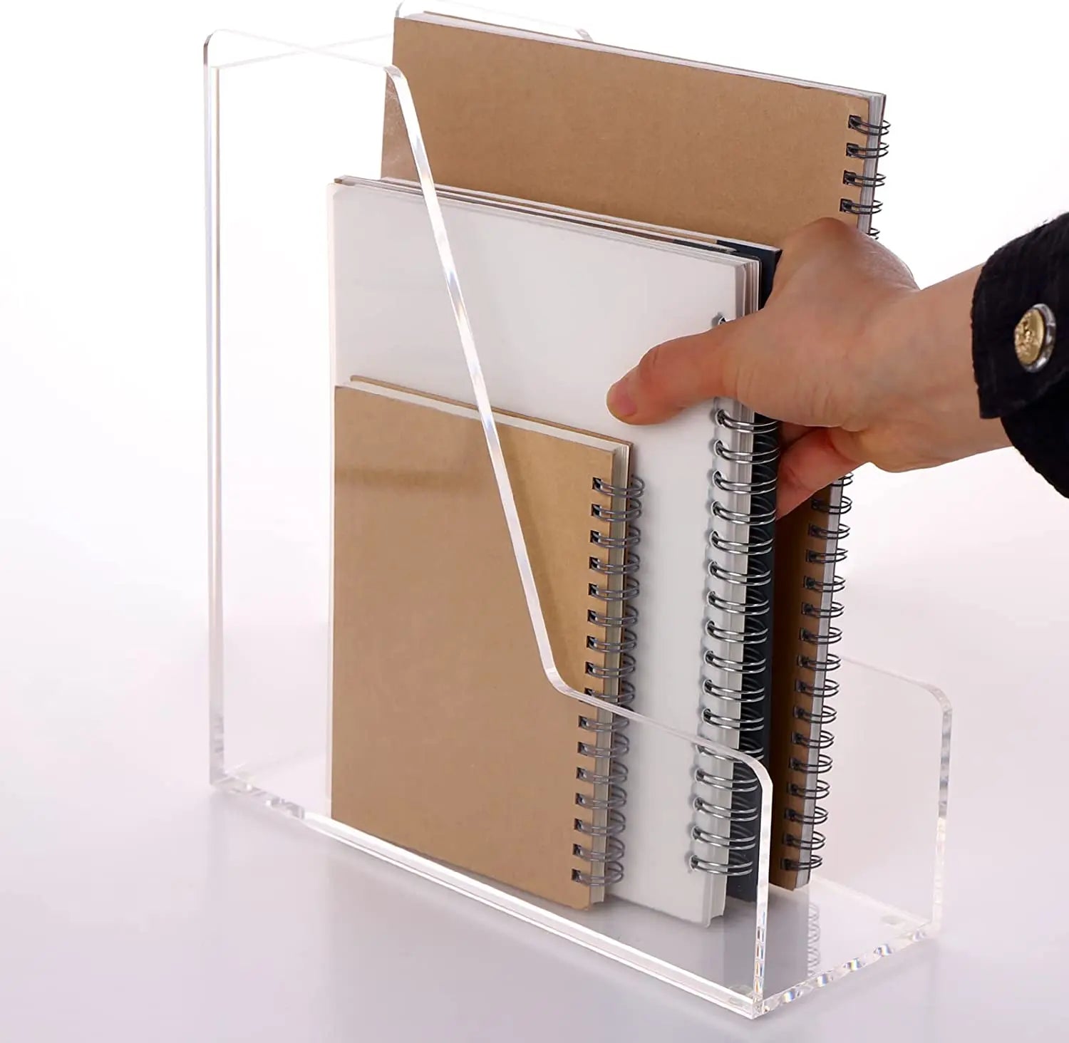 Magazine File Holder Desk Organizer Clear Acrylic Vertical File Organizer for Office Home Acrylic Desktop Storage Holder