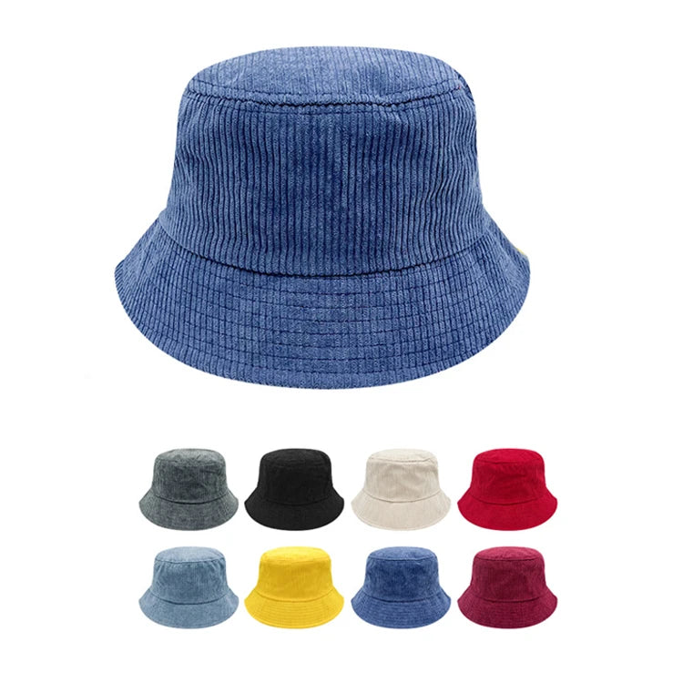 High Quality Custom Logo Corduroy Fisherman's Bucket Hat Bulk Wholesale for Men and Women for Daily Use Fishing Plain Pattern