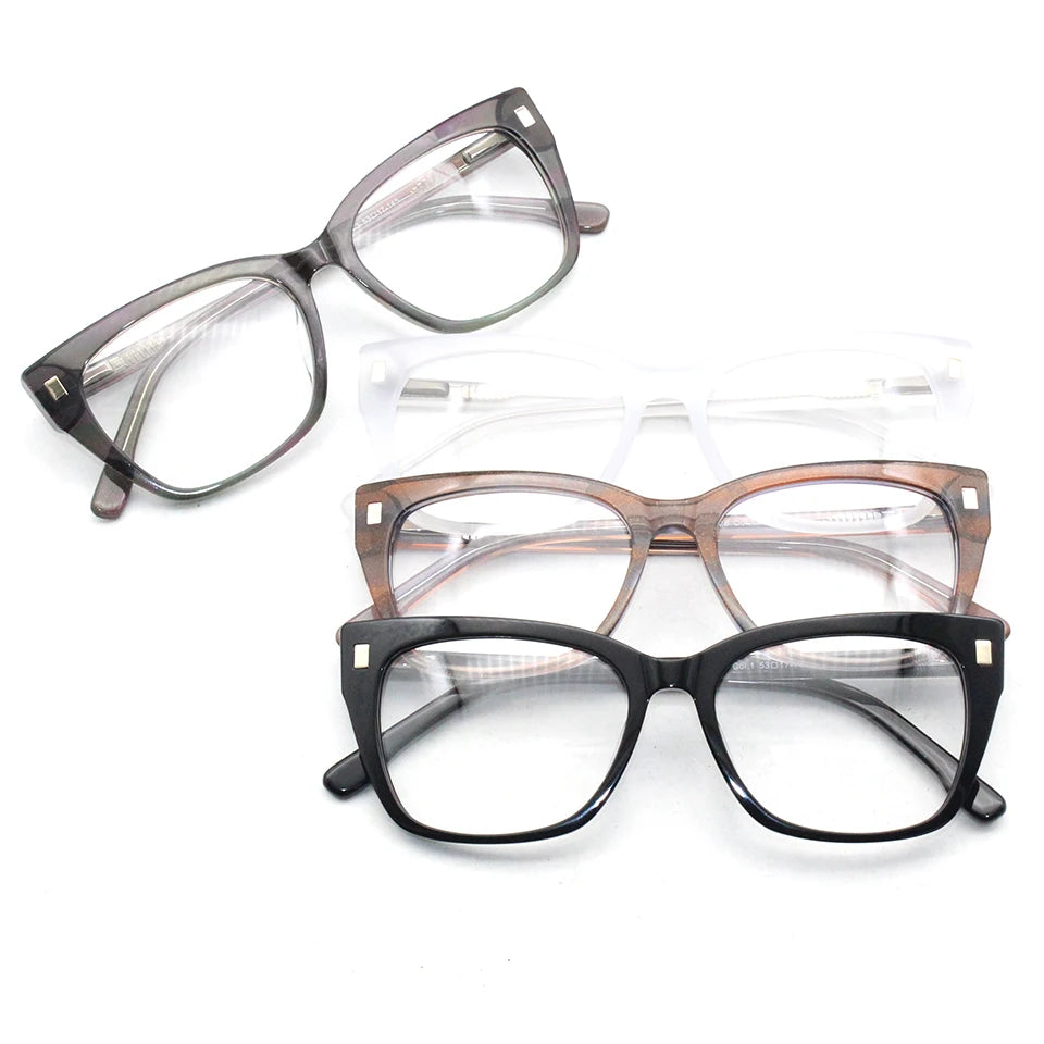 Custom OEM Transparent Acetate Eyeglasses Frames Solid Grey White Black Orange for Men and Women-Reading Eyewear