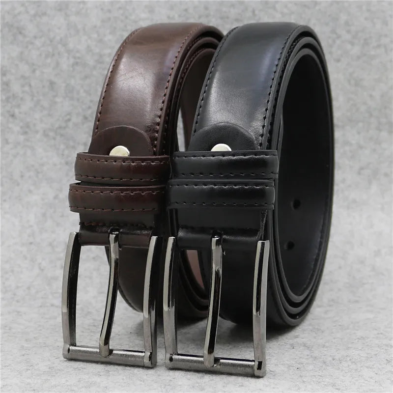 Fashion Men's Pin Buckle Belt 33MM Alloy Wholesale PU Belts for Men YiWu LQbelt Factory Direct Sale