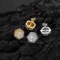 Veromca Wholesale Full Diamond Hip Hop Stud Earrings Trendy Brand's Hexagonal Cross Copper Zircon Customizable for Men Women