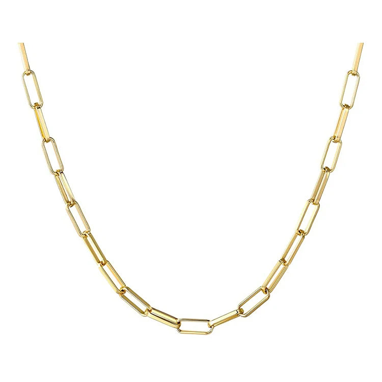 Delicate Fashion Gold Plated Paper Clip Chain Big Circle Necklace for Ladies and Girls