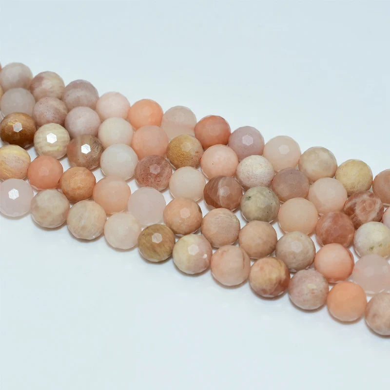 Wholesale 8mm Natural Faceted Sun Stone Loose Gemstone Beads For DIY Jewelry