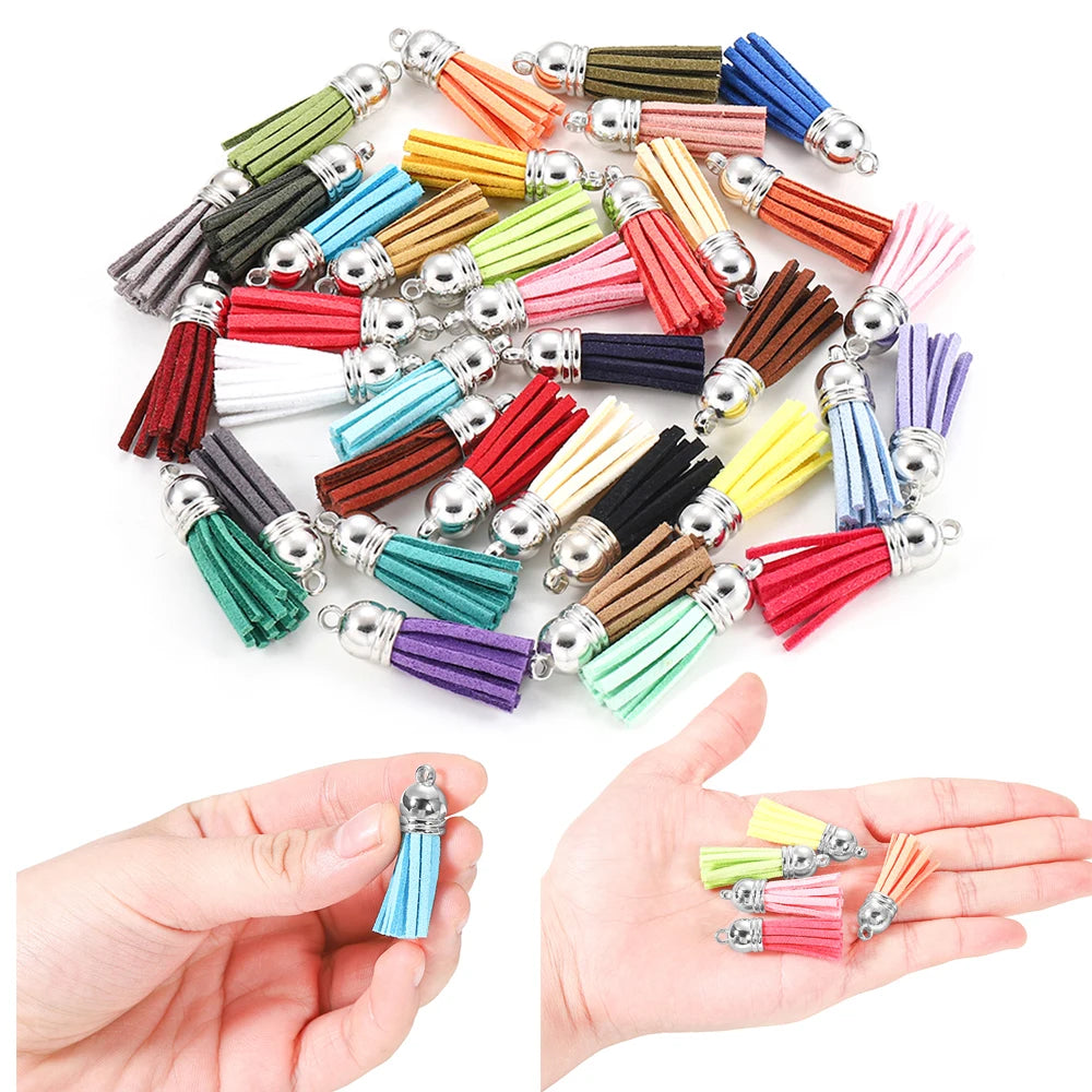 Suede Tops Faux 3.5cm Diy Jewelry Making Accessories Beaded Material Korean Velvet Pendant Retro Suede Rope Small Tassel Charm