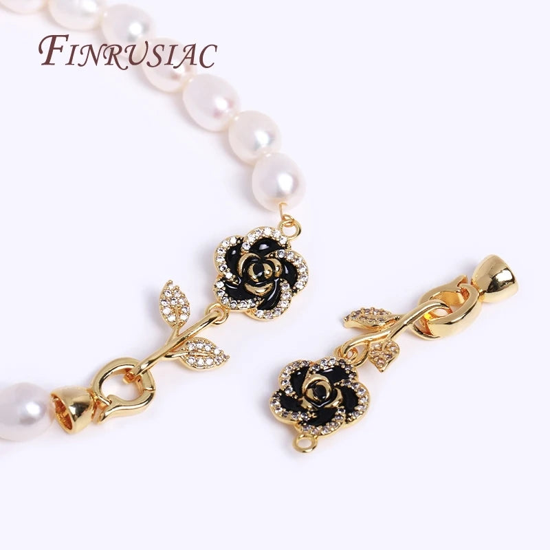 18K Gold Plated Pearl Clasps Necklace Making Zircon Inlaid Connector Bead Fastener for DIY Jewelry Classic 18K Gold Jewelry